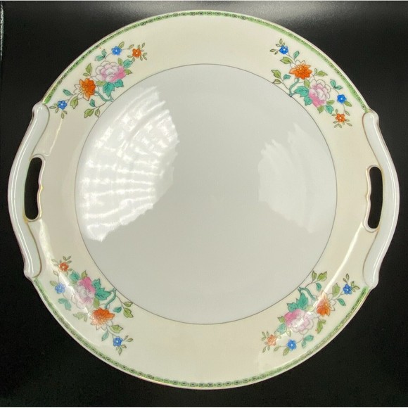 Hand Painted China Plate With Handles by Meito Japan VINTAGE - Picture 1 of 7